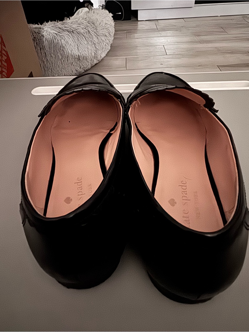 kate spade black scalloped leather penny loafers - Picture 3 of 5